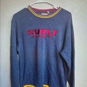 Men's Blue Crewneck Sweatshirt with Yellow Trim